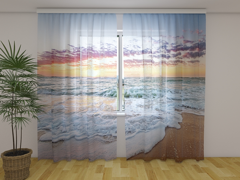 Auf Maß Fotogardinen Ocean Fotovorhang Panorama Vorhang Gardinen 3D Fotodruck 