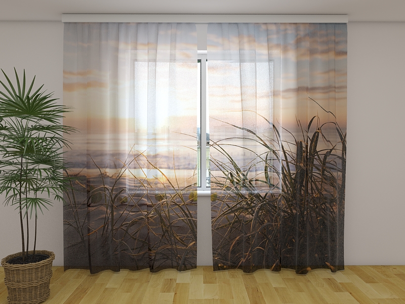 2er Set 145 х 245 cm Gardinen transparent 3D Fotodruck Vorhang Triade Chiffon 