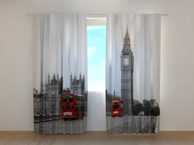 Fotogardinen "London" Vorhang 3D Fotodruck Maßanfertigung Fotovorhang 