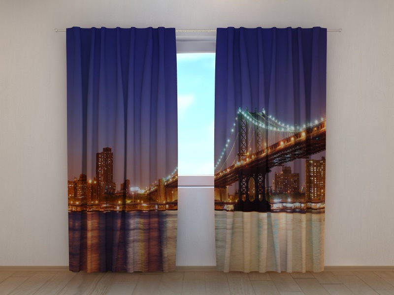 Fotovorhang auf Maß 3D Fotodruck Fotogardinen "Manhattan" Vorhang mit Motiv 