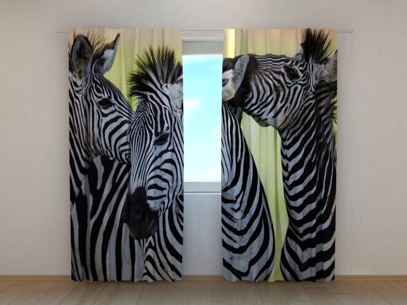 auf Maß Fotovorhang 3D Fotodruck Fotogardinen "Zebras" Vorhang mit Motiv 
